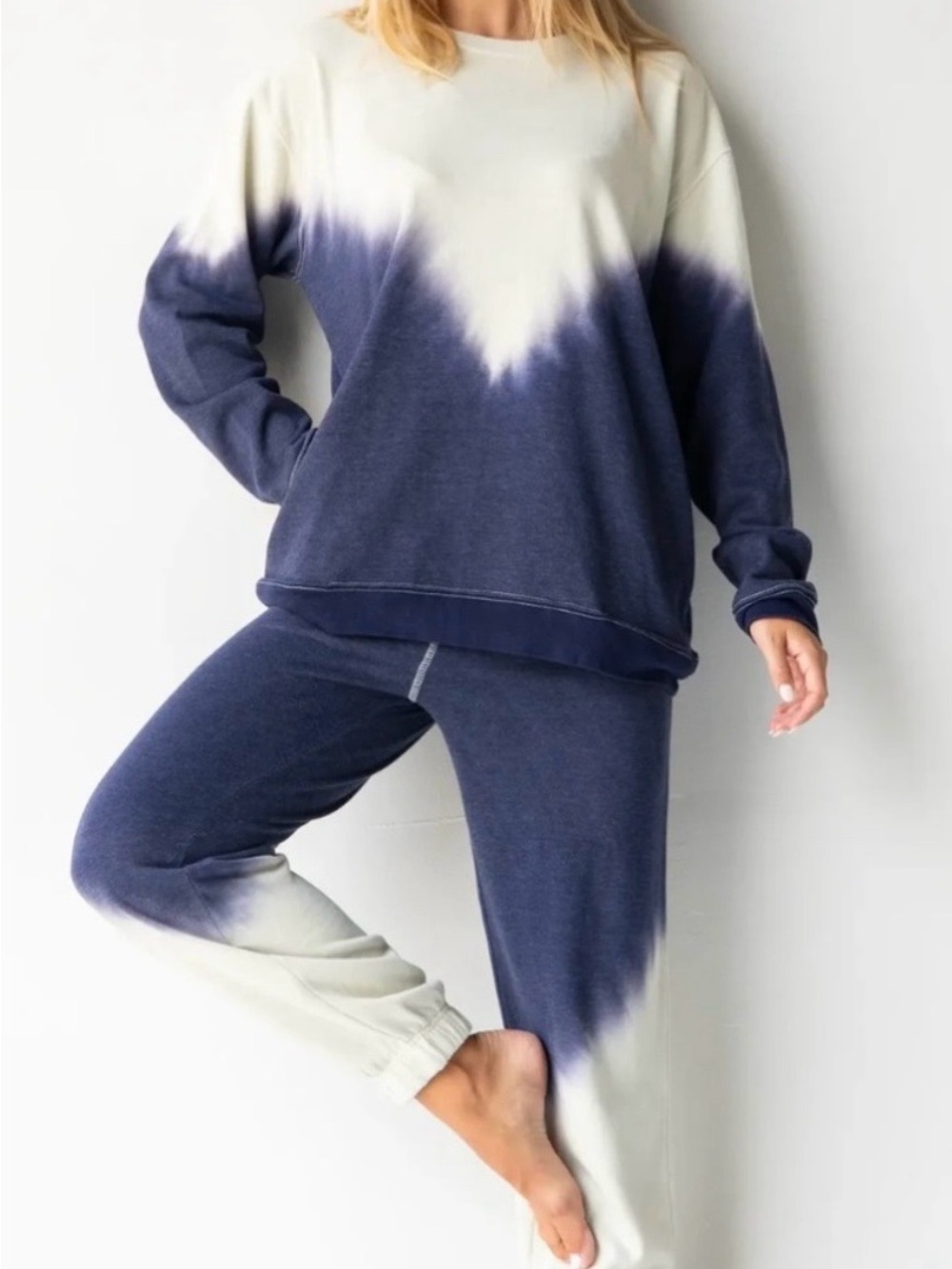 NATURAL LIFE Dip Dye Set Boho Style Fleece Jogger Set SZ XS